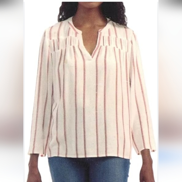 Splendid Cream and Red Striped Top L - Picture 1 of 11